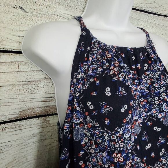 Maurices 24/7 Women’s Navy Floral Print Halter Maxi Dress Size Medium - Picture 5 of 8
